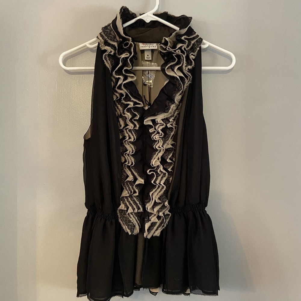 Robert‎ Rodriguez Target Size M Ruffled Sleeveless Georgette Chiffon Blouse